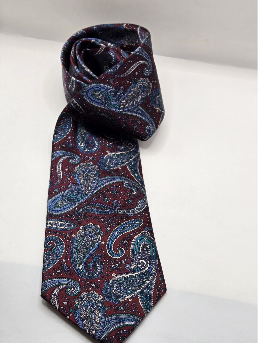 Luca Franzini At The Rack Paisley Silk Tie Men Burgundy Blue Teal Made In Italy